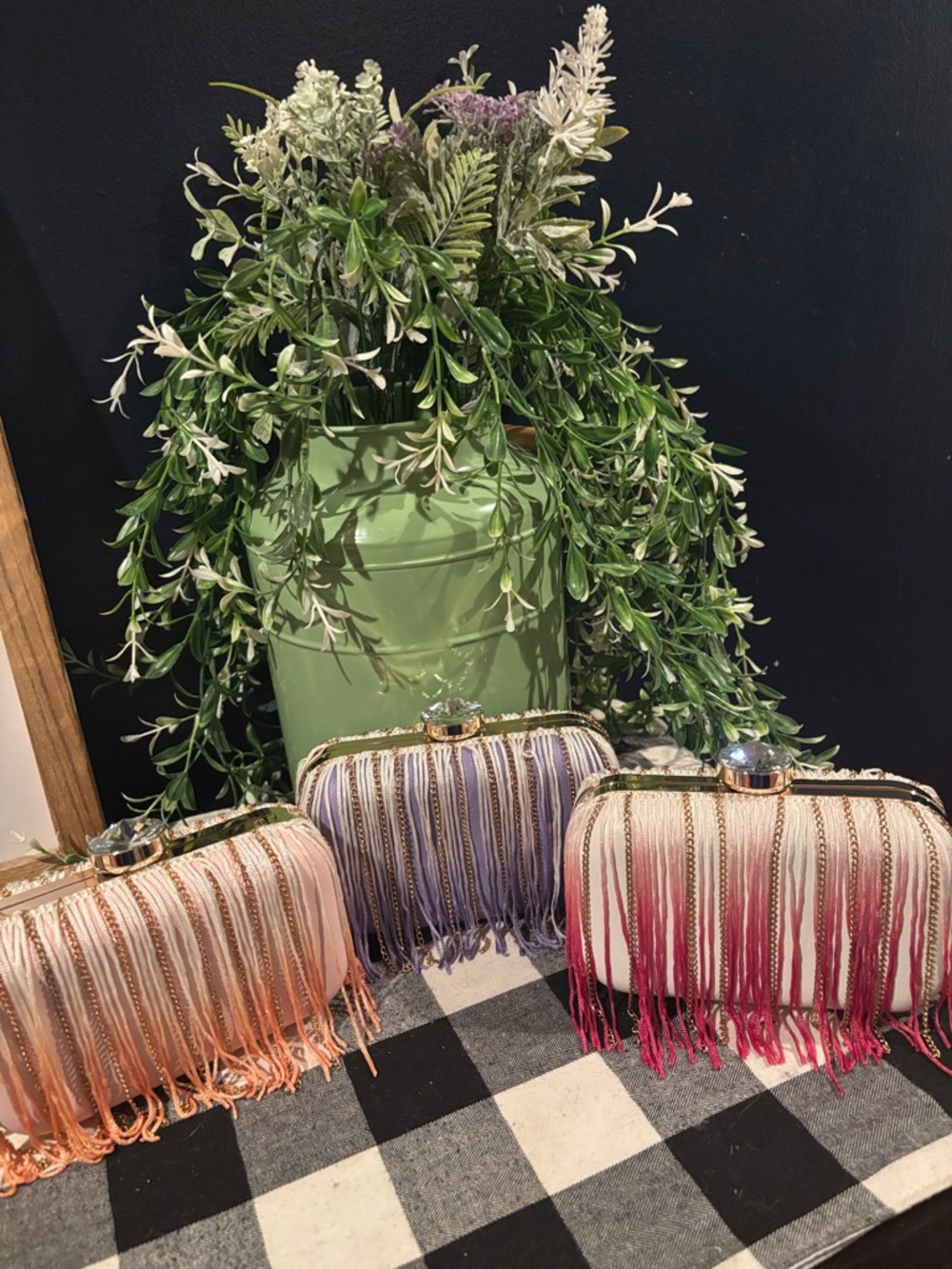 Vieta Fringed Satin Evening Clutch